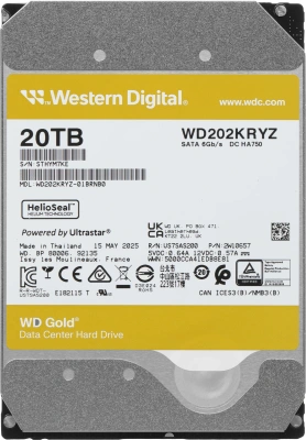 Жесткий диск WD SATA-III 20TB WD202KRYZ Server Gold 512E (7200rpm) 512Mb 3.5"