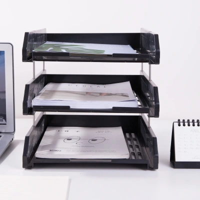 Лоток горизонтальный Deli E9209 для бумаг 268х336х118мм ассорти