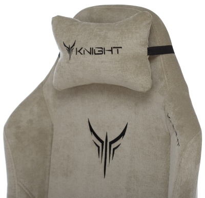 Кресло игровое Knight N1 Fabric бежевый Light-21 с подголов. крестов. металл