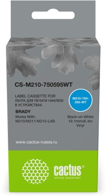 Картридж ленточный Cactus CS-M210-750595WT M210-750-595-WT черный на белом 19.1x6.4 для Brady M210/M211/M210-LAB с чипом