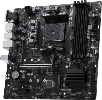 Материнская плата MSI PRO B550M-P Soc-AM4 AMD B550 4xDDR4 mATX AC`97 8ch(7.1) GbLAN RAID+VGA+HDMI+DP