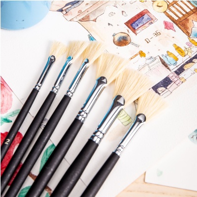 Набор кистей Deli 73896 Arte Nuevo синтетика плоск. дерев.лакир.ручка