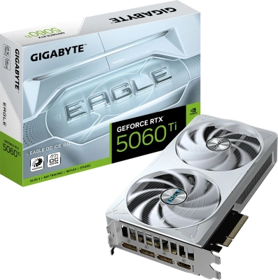 Видеокарта Gigabyte PCI-E 5.0 GV-N506TEAGLEOC ICE-16GD 1.0 NVIDIA GeForce RTX 5060TI 16Gb 128bit GDDR7 2617/28000 HDMIx1 DPx3 HDCP Ret