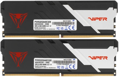 Память DDR5 2x16GB 6400MHz Patriot PVV532G640C32K Viper Venom RTL Gaming PC5-51200 CL32 DIMM UDIMM 288-pin 1.4В kit с радиатором Ret