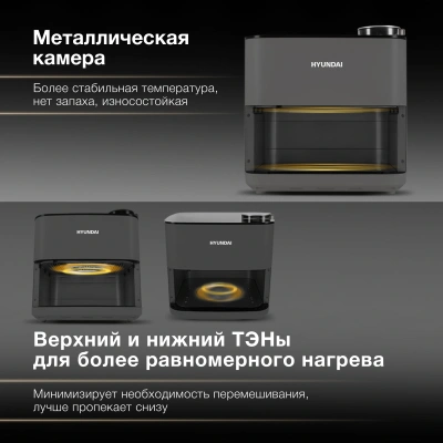 Аэрогриль Hyundai HYF-9085 8л 2000Вт темно-серый/серебристый