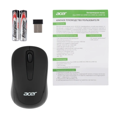 Мышь Acer OMR133 черный оптическая 1000dpi беспров. USB для ноутбука 3but (ZL.MCEEE.01G)