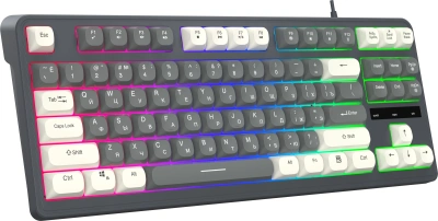 Клавиатура Оклик 711G серый/белый USB Multimedia for gamer LED (1790385) кабель 1.5м