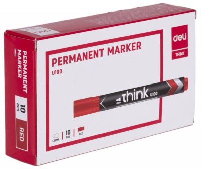 Маркер перманентный Deli EU10040 Think круглый пиш. наконечник 1.5мм красный