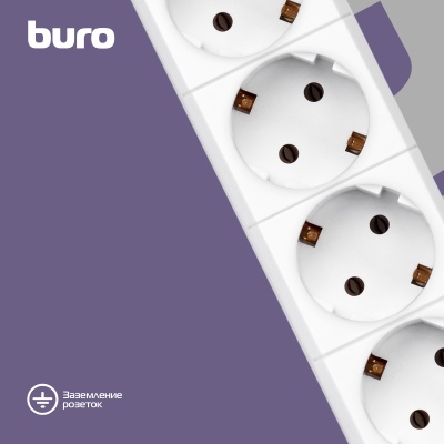 Сетевой фильтр Buro BU-SP1.8_USB_2A-B 1.8м (6 розеток) черный (коробка)