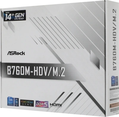 Материнская плата Asrock B760M-HDV/M.2 Soc-1700 Intel B760 2xDDR5 mATX AC`97 8ch(7.1) 2.5Gg RAID+VGA+HDMI+DP