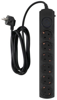 Сетевой фильтр Ippon BK-6-EU-3-10-B 3м (6 розеток) черный (коробка)