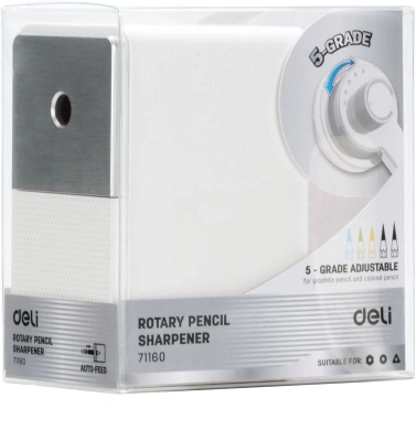 Точилка для карандашей механическая Deli 71160White 1 отверстие пластик белый