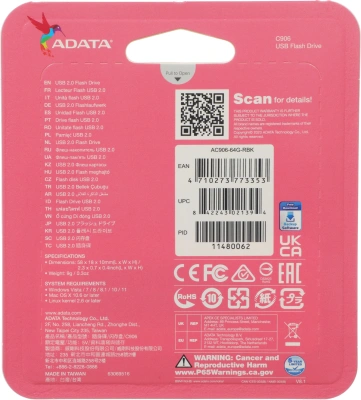 Флеш Диск A-Data 64Gb Classic C906 AC906-64G-RBK USB2.0 черный