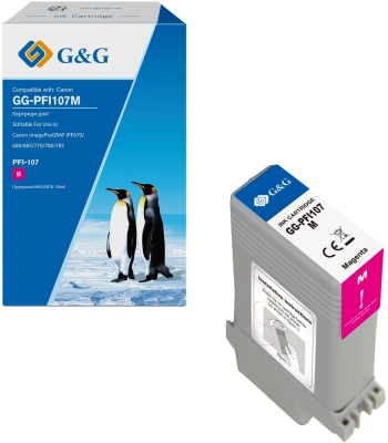 Картридж струйный G&G GG-PFI107M PFI-107 M пурпурный (130мл) для Canon imageProGRAF iPF670/680/685/770/780/785