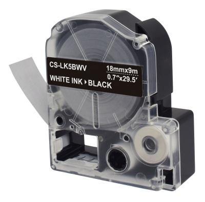 Картридж ленточный Cactus CS-LK5BWV LK-5BWV белый на черном 18x9 для Epson LW400/LW700/LW600P/LW1000P/K400/Z700/Z900