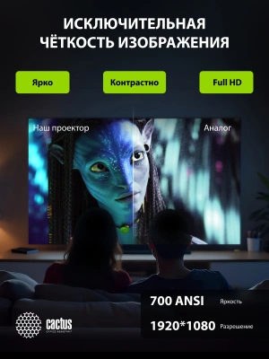 Проектор Cactus CS-PRM.01B.Full HD LCD 19000Lm LS 700Lm ANSI (1920x1080) 2500:1 ресурс лампы:50000часов 2xUSB typeA 2xHDMI 1.8кг