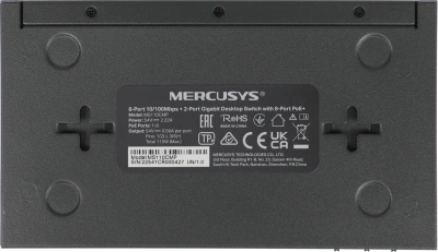 Коммутатор Mercusys MS110CMP (L2) 8x100Мбит/с 2x1Гбит/с 8PoE+ 115W неуправляемый