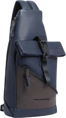 Рюкзак слинг Piquadro Harper CA6784AP/BLUTM синий/коричневый натур.кожа