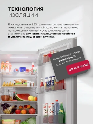 Холодильник Lex LKB400WHID 2-хкамерн. белый глянц. инвертер