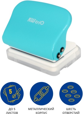 Дырокол Kw-Trio 099H9 макс.:5лист. пластик бирюзовый отв.:6