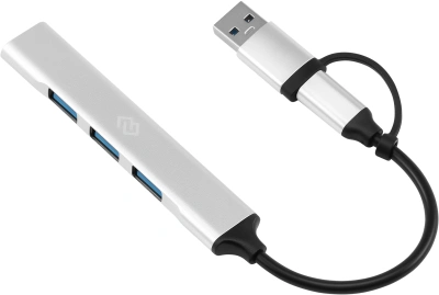 Разветвитель USB-C + USB-A Digma DHUB-4USB-AC-2.0 4порт. серебристый