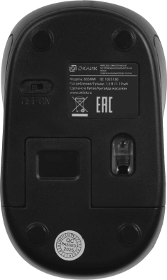 Мышь Оклик 665MW черный оптическая 1600dpi беспров. USB для ноутбука 3but (1025130)