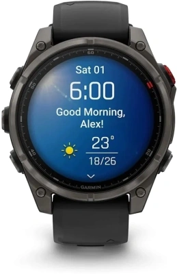 Смарт-часы Garmin Fenix 8 Pro 47мм 1.4" AMOLED корп.серый рем.черный разм.брасл.:127-210мм (010-03198-01)