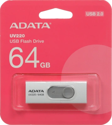Флеш Диск A-Data 64Gb UV220 AUV220-64G-RWHGY USB2.0 белый/серый