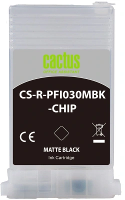 Картридж перезаправляемый струйный Cactus CS-R-PFI030MBK-CHIP черный матовый (55мл) для Canon imagePrograf TA-20/30/TM-240/340 с чипом