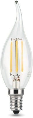 Лампа филам. Gauss Filament 5Вт цок.:E14 свеча 220B св.свеч.бел.теп. (упак.:10шт) (104801105)