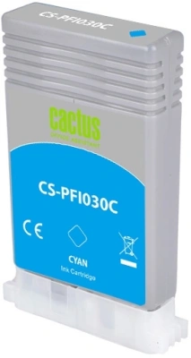 Картридж струйный Cactus CS-PFI030C PFI-030C голуб.пигм. (55мл) для Canon imagePrograf TA-20/30/TM-240/340 с чипом