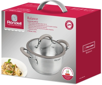 Кастрюля Rondell Balance RDS-753 2л. d=18см (с крышкой) стальной