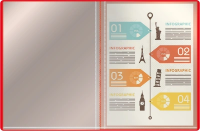 Папка с 40 прозр.вклад. Silwerhof SE-V40RED A4 пластик 0.5мм красный