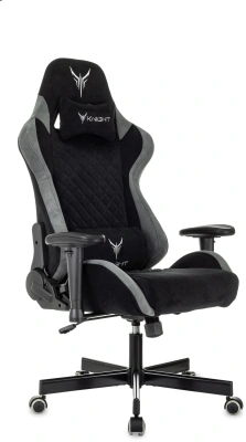Кресло игровое Knight Regal Fabric черный/серый искусственная замша с подголов. крестов. металл