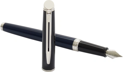 Ручка перьев. Waterman Hemisphere Colour Blocking (2202847) Blue/Black CT F сталь нержавеющая подар.кор.
