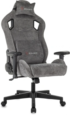 Кресло игровое Zombie Ghost Fabric серый Light-19 с подголов. крестов. пластик