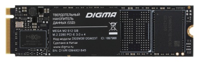 Накопитель SSD Digma PCIe 3.0 x4 512GB DGSM3512GM23T Mega M2 M.2 2280