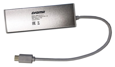 Разветвитель USB-C Digma HUB-4U3.0-UC-S 4порт. серебристый