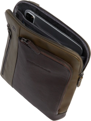 Сумка мужская Piquadro Black Square CA1816B3/VETM хаки/темно-коричневая натур.кожа