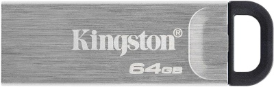 Флеш Диск Kingston 64Gb DataTraveler Kyson DTKN/64GB USB3.1 серебристый/черный