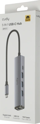 Разветвитель USB-C Cudy UH605 3порт. серый