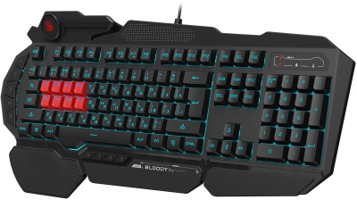 Клавиатура A4Tech B318 черный USB Multimedia for gamer LED (подставка для запястий) кабель 1.8м