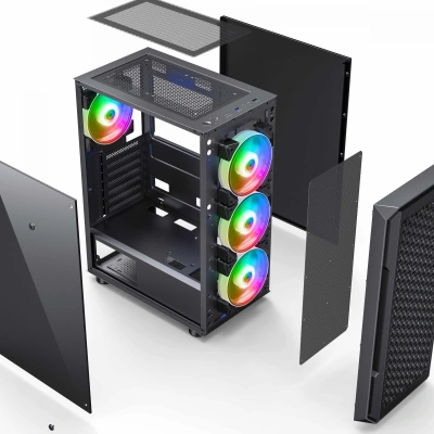 Корпус Accord 3338 черный без БП ATX 6x120mm 1xUSB2.0 1xUSB3.0 audio bott PSU