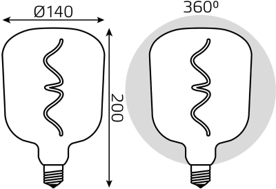 Лампа филам. Gauss Filament V140 5Вт цок.:E27 шар 220B св.свеч.бел.теп. (упак.:1шт) (1008802105)