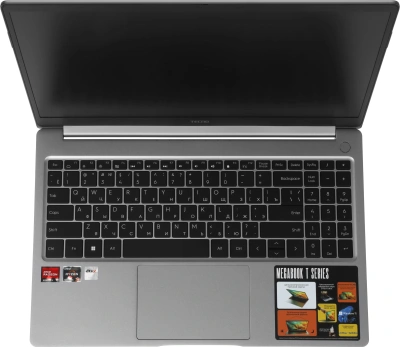 Ноутбук Tecno MegaBook T15DA Ryzen 5 7430U 8Gb SSD512Gb AMD Radeon Graphics 15.6" IPS FHD (1920x1080) Windows 11 Home grey WiFi BT Cam 6140mAh (71003300345)