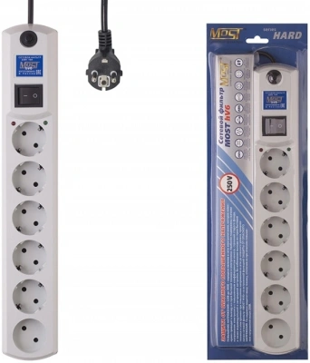 Сетевой фильтр Most HV6 2м (6 розеток) белый (коробка)