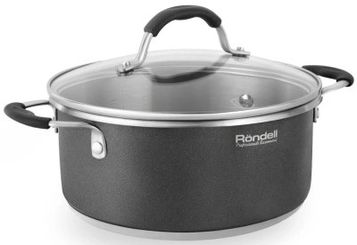 Кастрюля Rondell Stern RDS-019 4.7л. d=24см (с крышкой) т.серый
