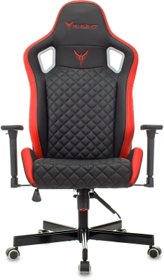 Кресло игровое Knight Outrider черный/красный ромбик экокожа с подголов. крестов. металл