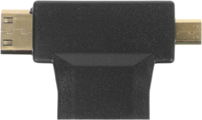 Переходник аудио-видео HDMI (f)/Micro HDMI (m)/Mini HDMI (m) черный (+ Mini HDMI (Male))