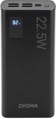 Мобильный аккумулятор Digma DGPF30A 30000mAh QC3.0/PD3.0 22.5W 3A 4xUSB-A/USB-C черный (DGPF30A22ABK)